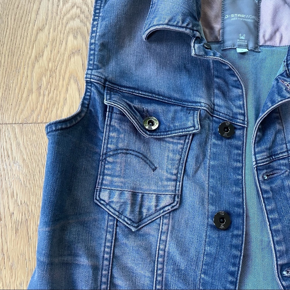 G-STAR Blue & Pink denim sleeveless vest - Picture 10 of 15